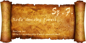 Szádeczky Fanni névjegykártya