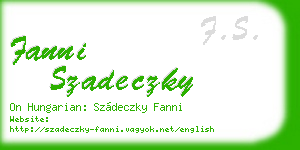 fanni szadeczky business card