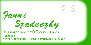 fanni szadeczky business card